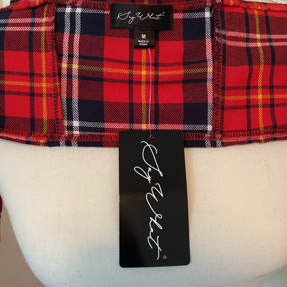 Say What? Red plaid bustier crop top, M - Picture 5 of 8